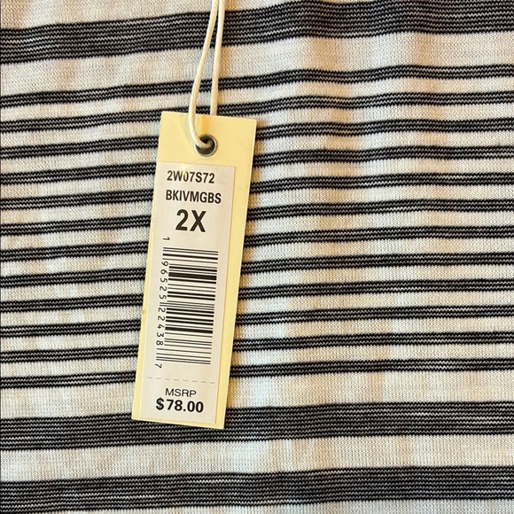 NWT MAX STUDIO blue and white tie Sleeve Boxy Blouse 2x - Picture 4 of 6